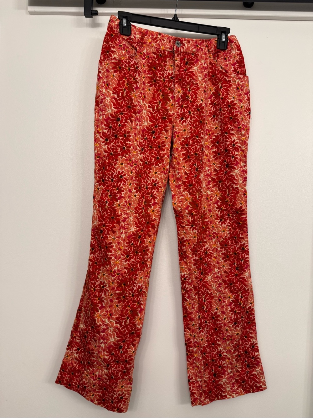 Vintage Oilily Red Floral Boot-Cut Pants